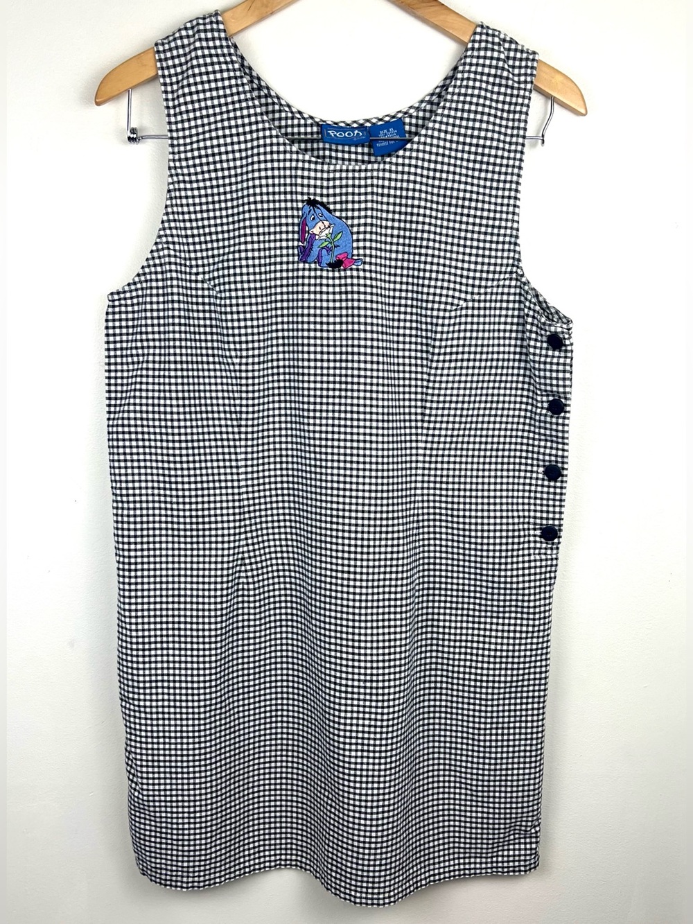 Vintage 90’s Disney Pooh Embroidered Eeyore Gingham Jumper Dress